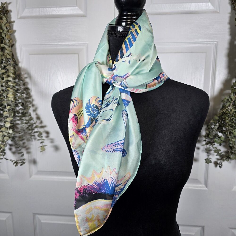 Vince Camuto Women's Square Scarf 27" Shell Beach Print Multicolor